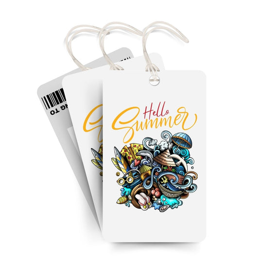 Brandian Luggage Tags and Bag Tag Hello Summer Unleash Your Inner Explorer Personalize Your Bags with Our Unique Bag Tags for Luggage Travel with Silicone Band, Multicolour