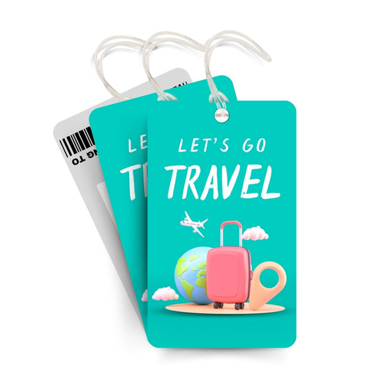 Brandian Luggage Tags and Bag Tag Let's Go Travel Your Travel Companion Stylish and Functional Travel Tags for Luggage with Silicone Band, Multicolour