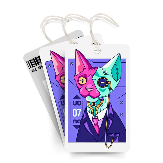 Brandian Luggage Tags and Bag Tag Modern Cat Upgrade Your Travel Style with Our Musthave Travelling Accessories Including Eye Catching Baggage Tags with Silicone Band, Multicolour