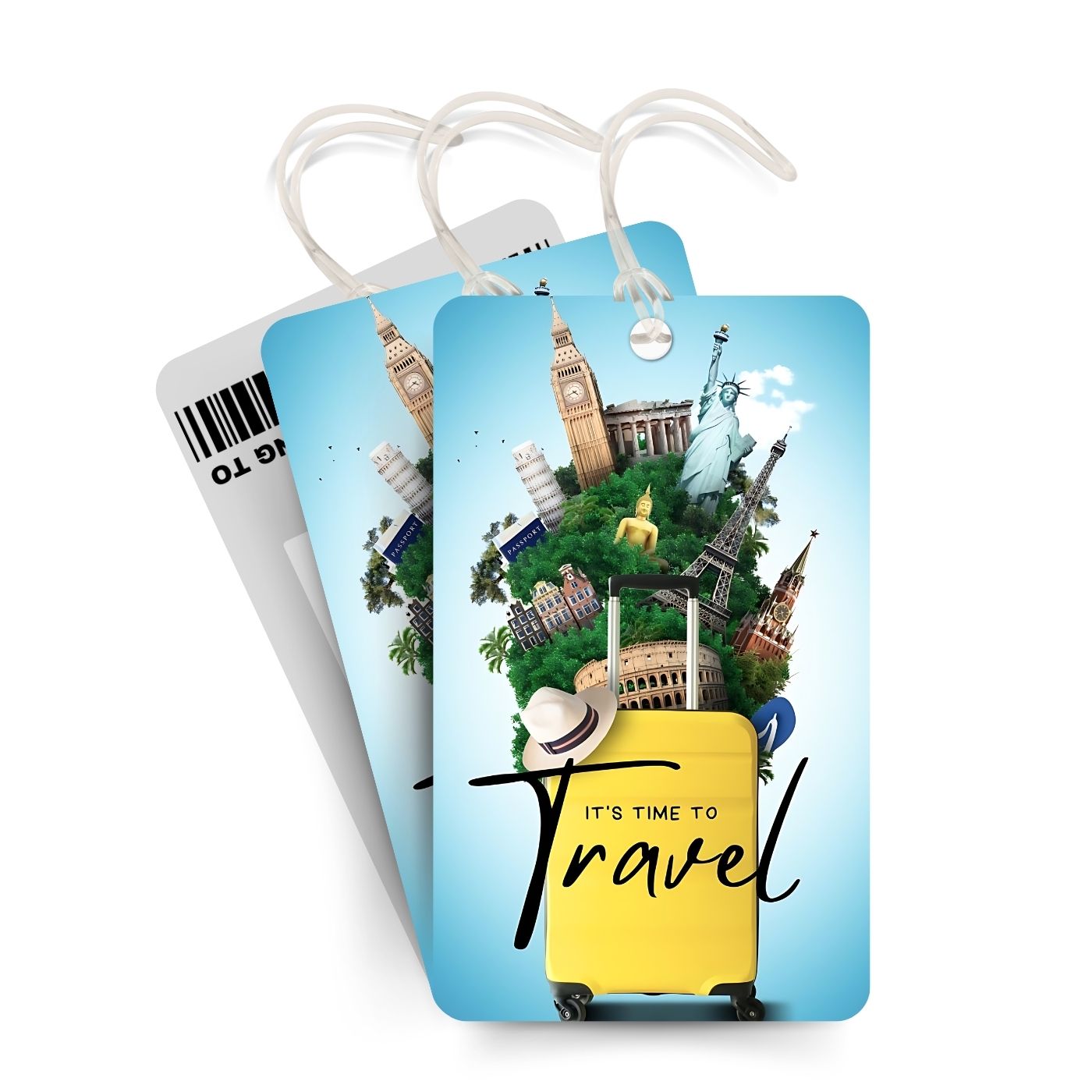 Brandian Luggage Tags and Bag Tag It's Time to Travel International Travel Essential Traveling Accessories with Silicone Band, Multicolour