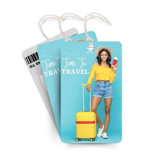 Brandian Luggage Tags and Bag Tag Time to Travel, Girl Effortless Elegance Our Stylish Luggage Tags for Suitcases Flight Set You Apart with Silicone Band, Multicolour