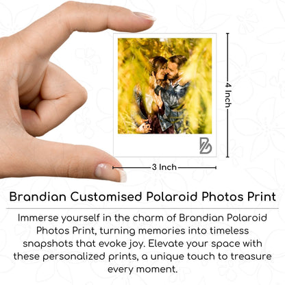 Brandian Customised Mini Photo Print Personalized Gifts with Your Photos Add Emojis & Text Gift Multicolour 4 X 3 Inches, White,