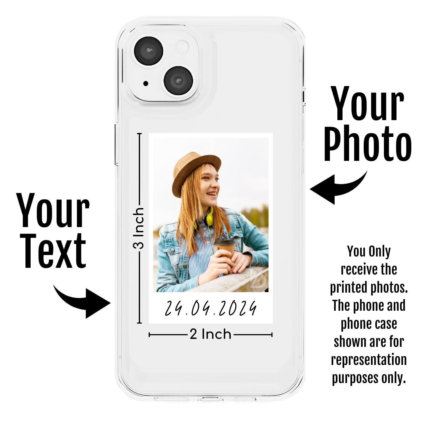 Brandian 20 Customised Phone Case Photo Prints Carry Your Memories Everywhere You Go Add Text & Emojis Multicolour Gift Size 3 X 2 Inches, White, (Pack of 20)