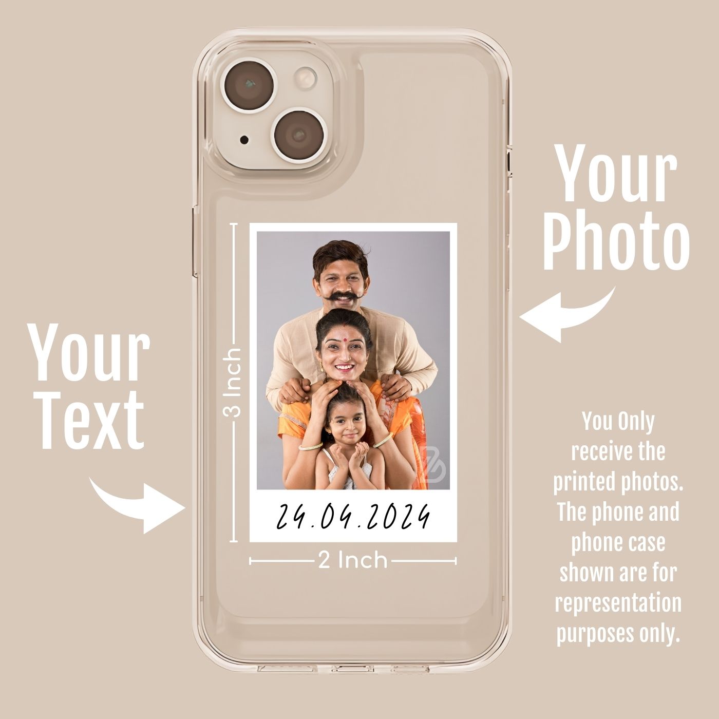 Brandian 20 Customised Phone Case Photo Prints Customized Covers, Personalized Memories Add Text & Emojis Multicolour Gift Size 3 X 2 Inches, White, (Pack of 20)