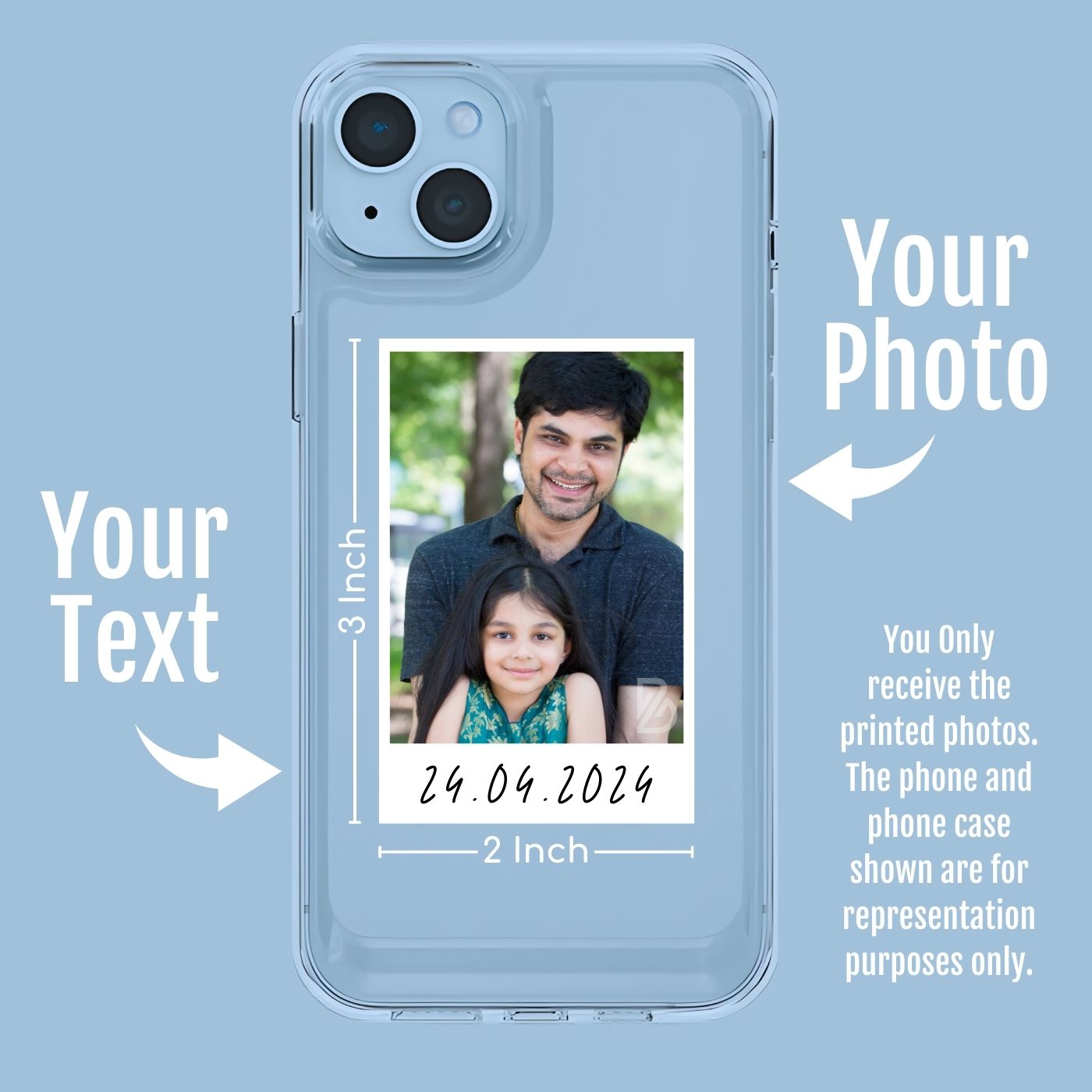 Brandian 20 Customised Phone Case Photo Prints Carry Your Favorite Moments Everywhere Add Text & Emojis Multicolour Gift Size 3 X 2 Inches, White, (Pack of 20)