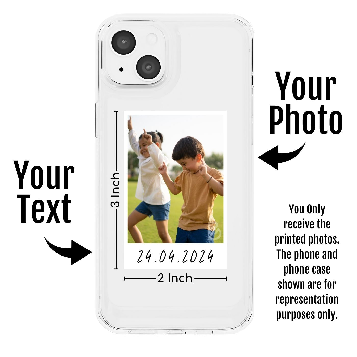 Brandian 20 Customised Phone Case Photo Prints Personalized Phone Art, Your Way Add Text & Emojis Multicolour Gift Size 3 X 2 Inches, White, (Pack of 20)