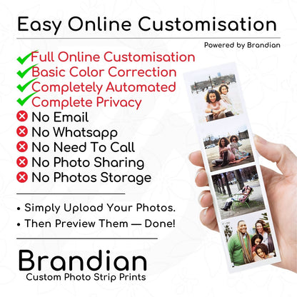 Brandian 24 Customised Photo Strip Prints Personalized Your Memories with our Customized Prints Add Text & Emoji Gift Multicolour 8 X 2 Inches (Pack of 6 Photo Strips)