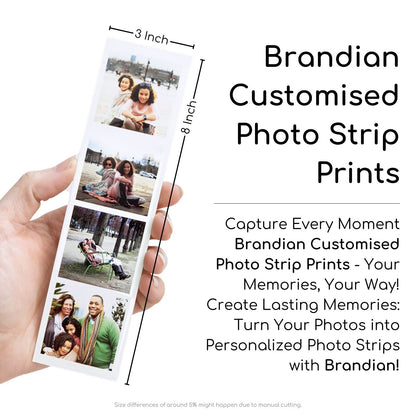 Brandian 24 Customised Photo Strip Prints Personalized Your Memories with our Customized Prints Add Text & Emoji Gift Multicolour 8 X 2 Inches (Pack of 6 Photo Strips)