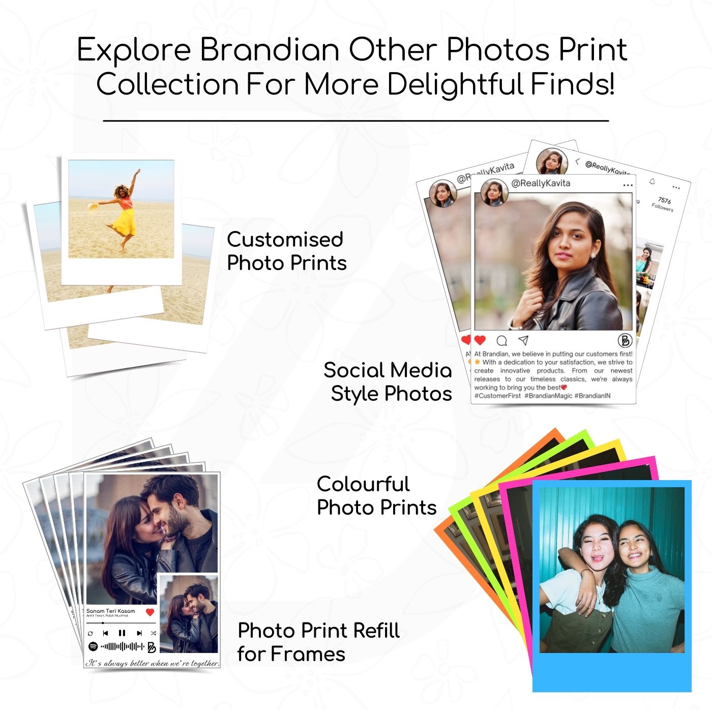 Brandian 24 Customised Photo Strip Prints Personalized Your Memories with our Customized Prints Add Text & Emoji Gift Multicolour 8 X 2 Inches (Pack of 6 Photo Strips)