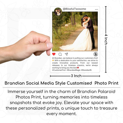 Brandian Customized Social Media Style Mini Photo Prints Social Media Inspired Picture Collage Size 4 X 3 Inches, White