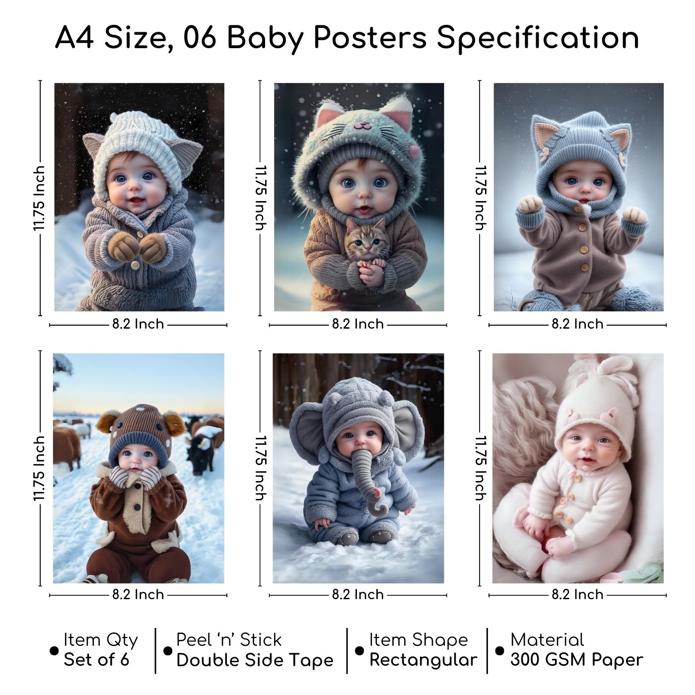 Brandian Baby Photos For Wall Cherish Motherhood with a Cute Baby Poster for Pregnant Women Wall Addition A4 Size (29 cms X 21 cms) Set of 6