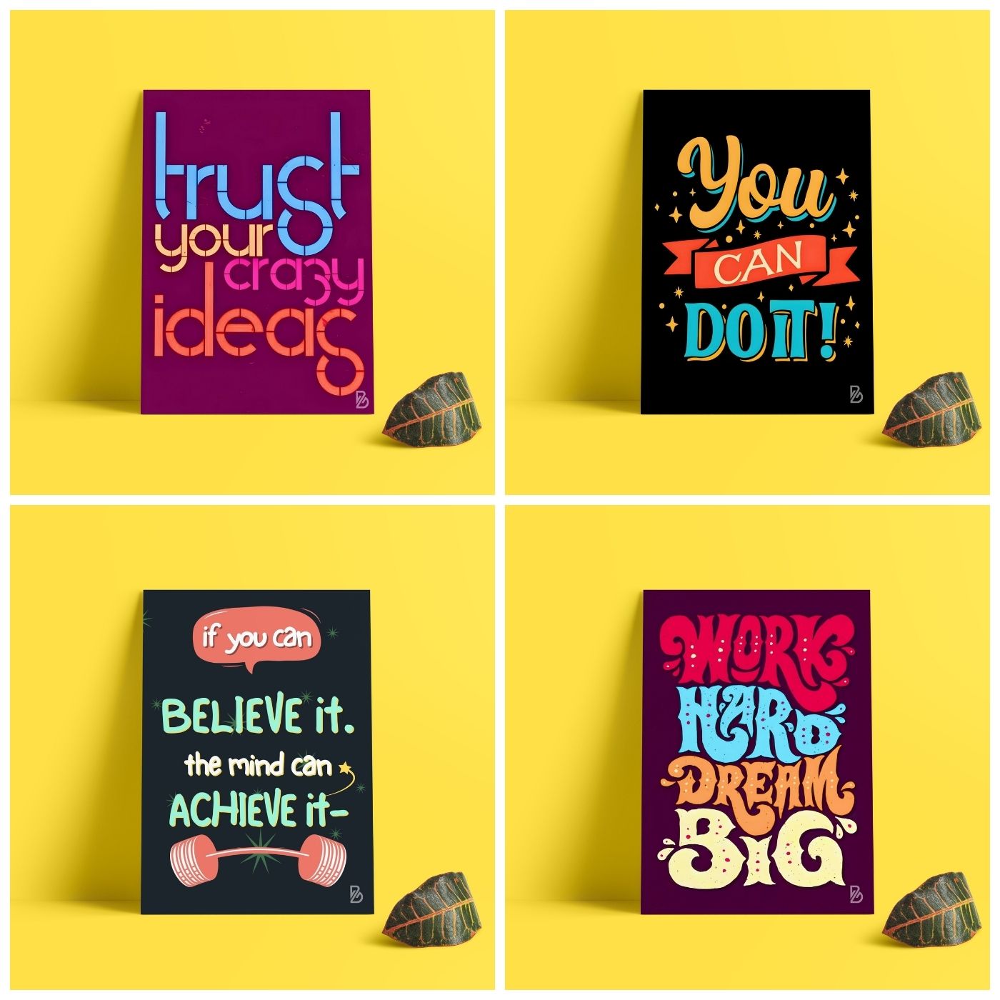 Brandian 12 Pcs Inspirational Motivational Wall Posters - Motivational Quotes - Unframed Multicolour - Motivational Poster - A4 Size Posters (29 cms x 21 cms)