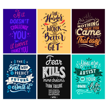 Brandian Motivational Wall Posters Inspire Your Study Room with Cool Stationery Items Gift for Teenage Boys and Room Decorating Essentials, A4 Size (29 cm X 21 cm) Set of 6