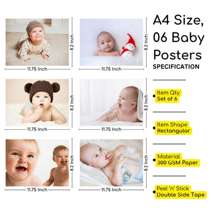 Brandian Baby Photos Adorable Accents Add A Touch Of Whimsy With Our Delightful Baby Posters For Pregnant Women Sprinkle Your Space With Love And Anticipation A4 Size (29 cms X 21 cms) Set Of 6