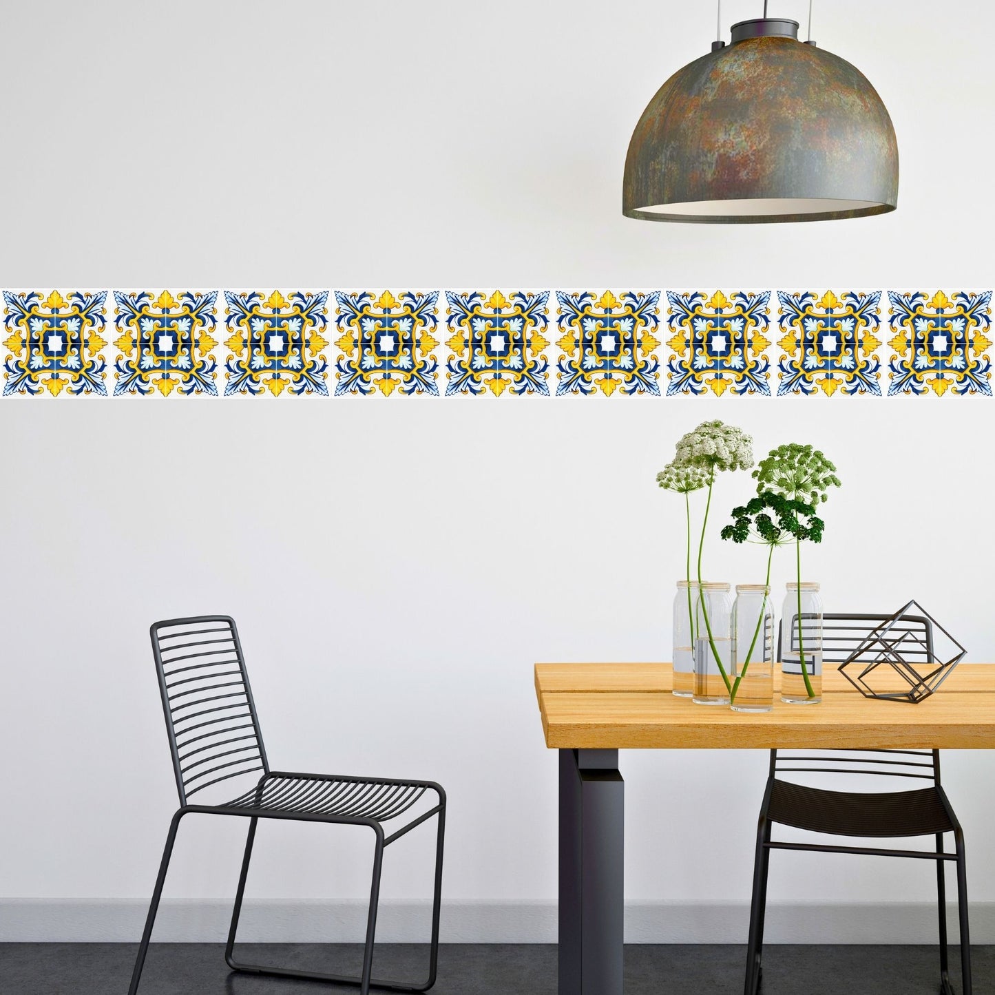 Brandian Wall Tiles Stickers Roll Waterproof Self Adhesive Border Wall Stickers for Living Room, Kitchen Backsplash Tiles Sticker, Peel N Stick Mosaic Tiles for Wall, Mediterranean