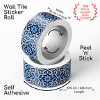 Brandian Wall Tiles Stickers Roll Waterproof Self Adhesive Border Wall Stickers for Living Room, Kitchen Backsplash Tiles Sticker, Peel N Stick Mosaic Tiles for Wall,  Mediterranean