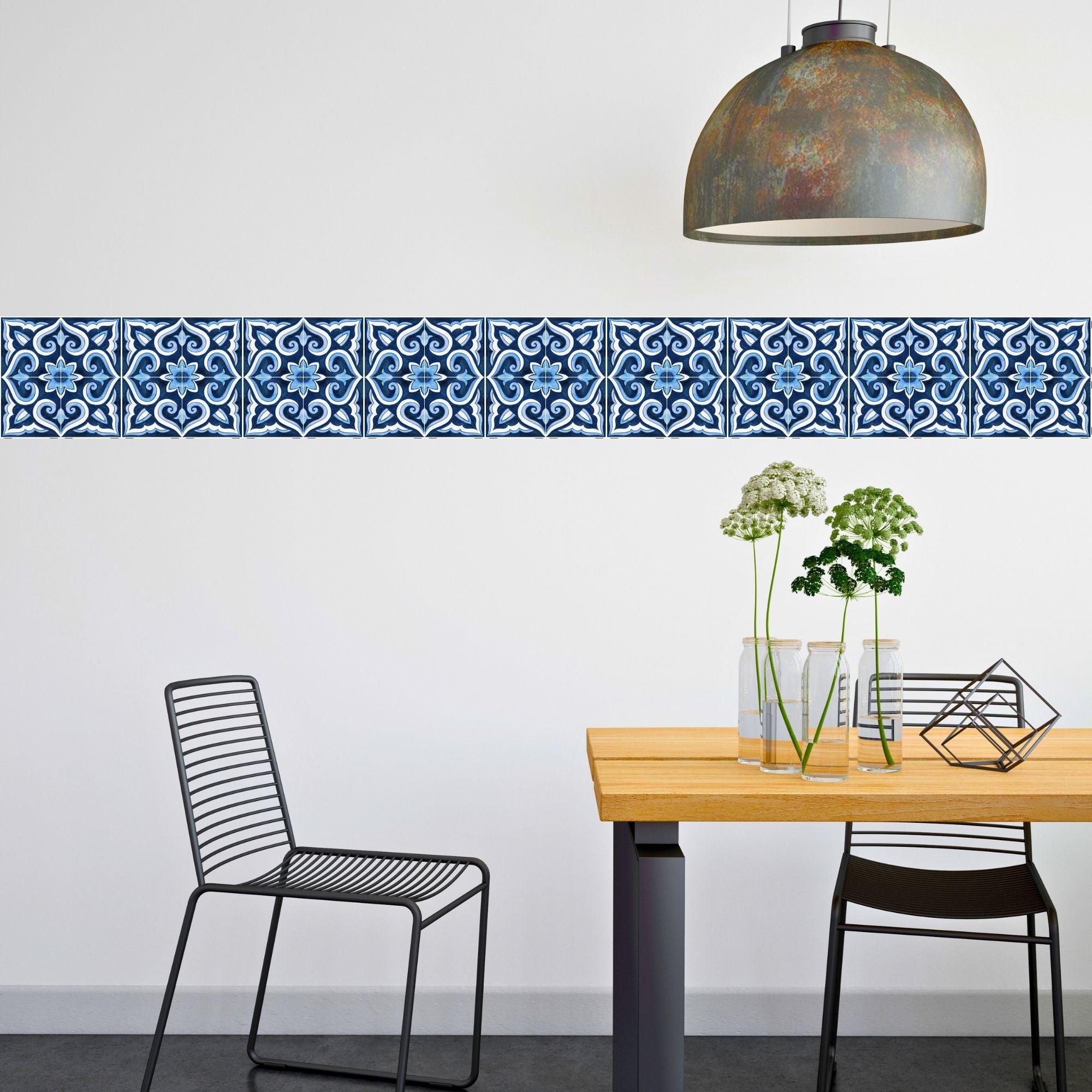 Brandian Wall Tiles Stickers Roll Waterproof Self Adhesive Border Wall Stickers for Living Room, Kitchen Backsplash Tiles Sticker, Peel N Stick Mosaic Tiles for Wall,  Mediterranean
