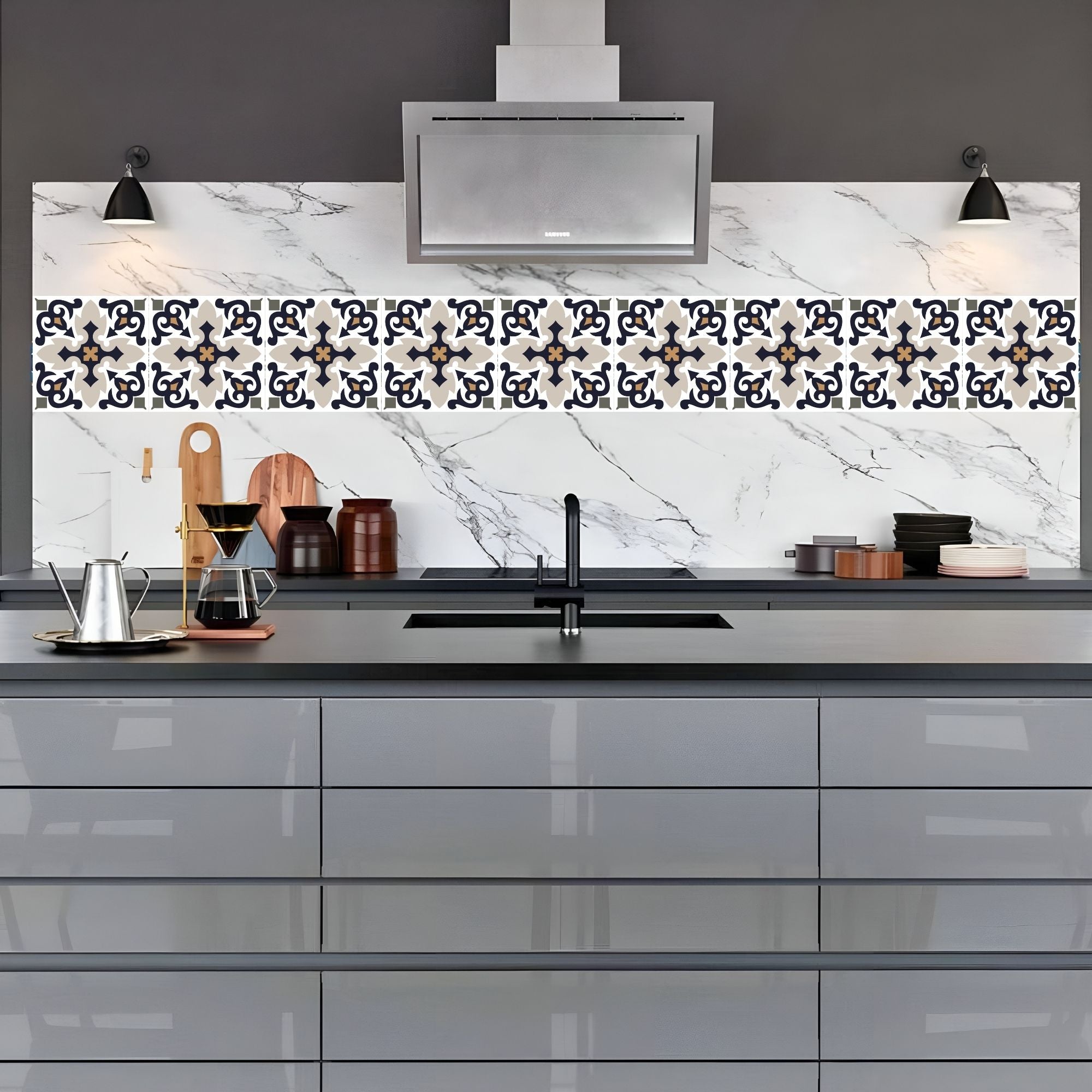 Brandian Wall Tiles Stickers Roll Waterproof Self Adhesive Border Wall Stickers for Living Room, Kitchen Backsplash Tiles Sticker, Peel N Stick Mosaic Tiles for Wall,  Abstract