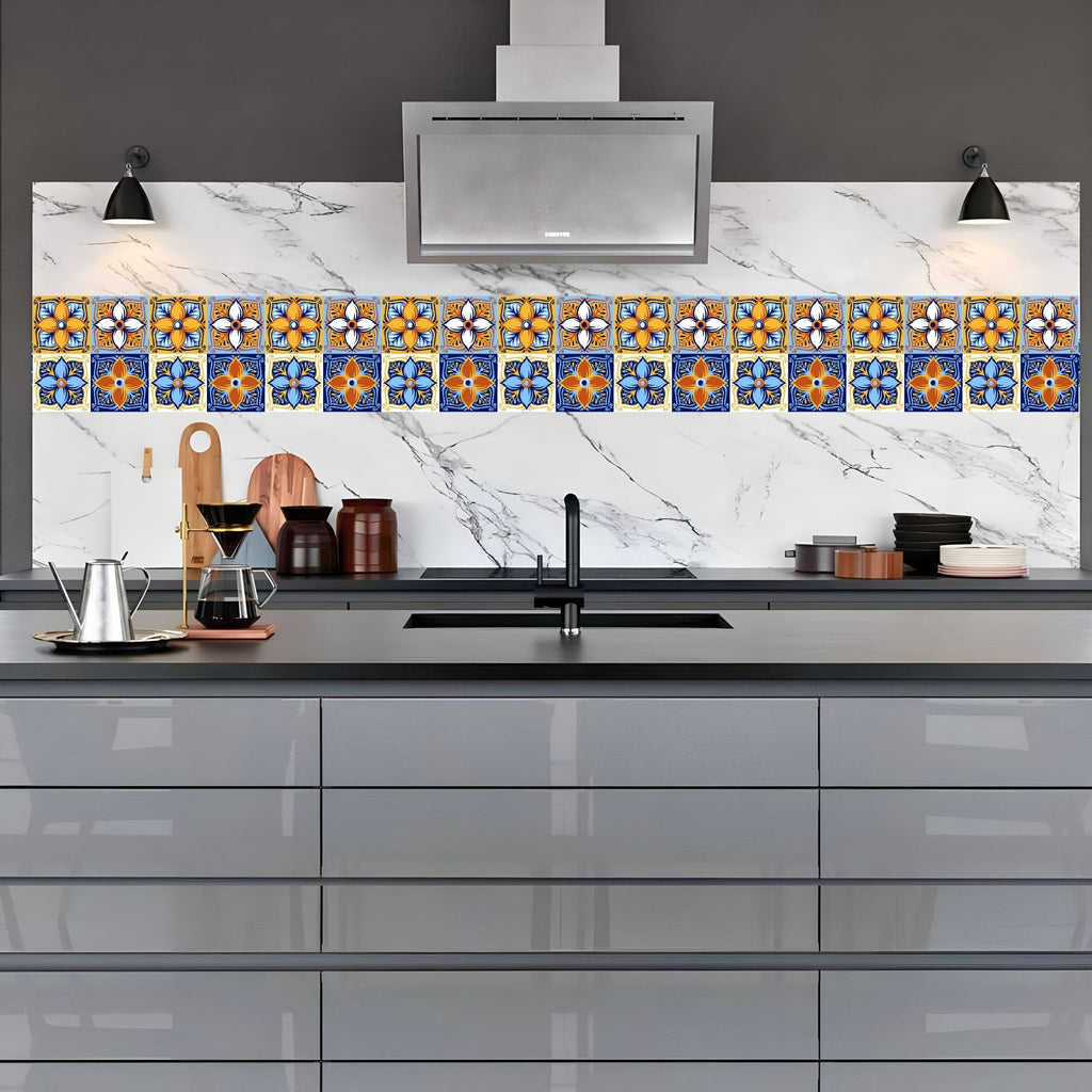 Brandian Wall Tiles Stickers Roll Waterproof Self Adhesive Border Wall Stickers for Living Room, Kitchen Backsplash Tiles Sticker, Peel N Stick Mosaic Tiles for Wall,  Italian