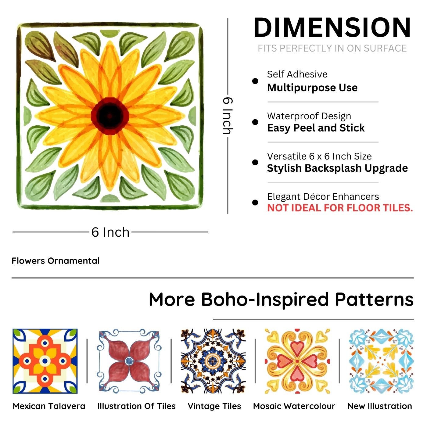 Brandian Sticker Tiles for Wall Spice Up Your Walls with Trendsetting Kitchen Wall Stickers Oil Proof Stylish Protection PVC Waterproof Adhesive Tiles in Multicolor Size 6 x 6 Inch