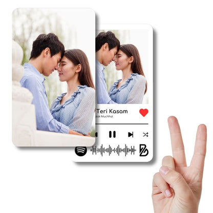 Brandian Customized Wallet Card Cherish Your Love Story with Your Boyfriend Spotify Song, Photo Card, Music Player Design on the Backside