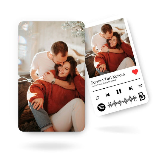 Brandian One Wallet Card Customised for Women Elevate Her Style with a Personal Touch With Spotify Song Photo Card and Music Player Design In Backside, Special Thanksgiving Gift