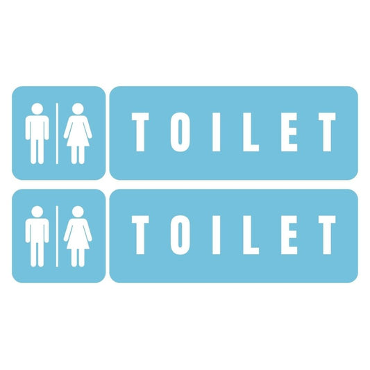 Brandian 6pcs Sign Sticker Signage Set, Gents Ladies Toilet Sign Board And Sign Sticker Waterproof Vinyl, Toilet Sign Board And Toilet Signage Sticker, Blue Color