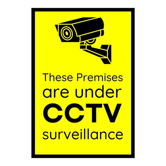 Brandian 6pcs Sign Sticker Signage Set, You Are Under CCTV Surveillance Sticker, Pvc Self-adhesive, Waterproof Vinyl Sign Board In English Yellow