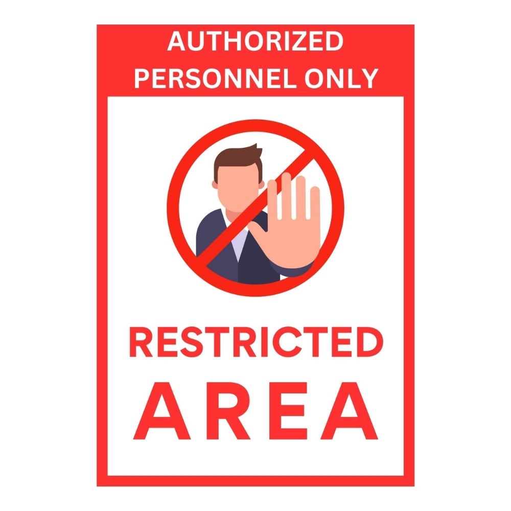 Brandian 6pcs Sign Sticker Signage Set, Authorized Personnel Only Restricted Area Sign Board Sign Sticker Restricted Entry Sticker Restricted Access Sticker PVC Self-adhesive, Waterproof Vinyl,