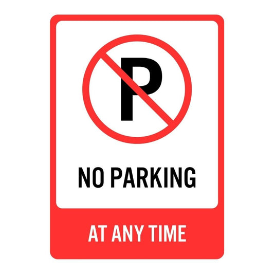 Brandian 6pcs Sign Sticker Signage Set, No Parking At Any Time Sign Board, No Parking In Front Of Gate, PVC Self-adhesive, Waterproof Vinyl