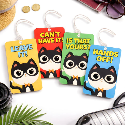 Brandian 04 Qty PVC Luggage Tags & Bag Tags for Suitcases – Ultra Light Travel Tag, with Silicon Strap (Multicolour)