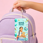 Brandian (Pack of 2) Personalized Bag Tags for Kids – Sea Green Theme | Custom Name, Photo & Contact Info | School Bag, Travel, Luggage, Backpack ID Labels | Durable with Silicone Loop