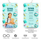 Brandian (Pack of 2) Personalized Bag Tags for Kids – Sea Green Theme | Custom Name, Photo & Contact Info | School Bag, Travel, Luggage, Backpack ID Labels | Durable with Silicone Loop