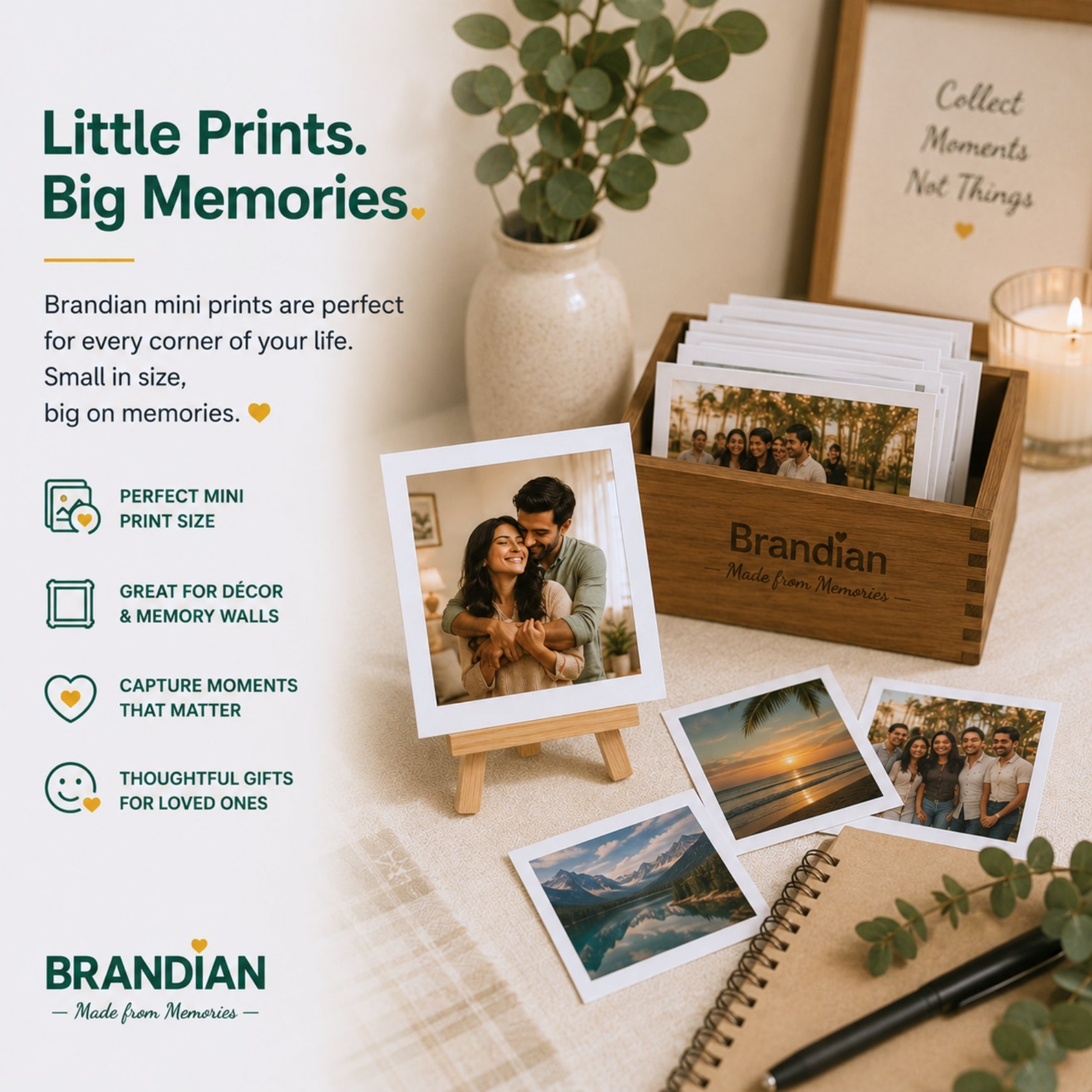 Brandian Customised Mini Photo Print, Size 4 X 3 Inches, White