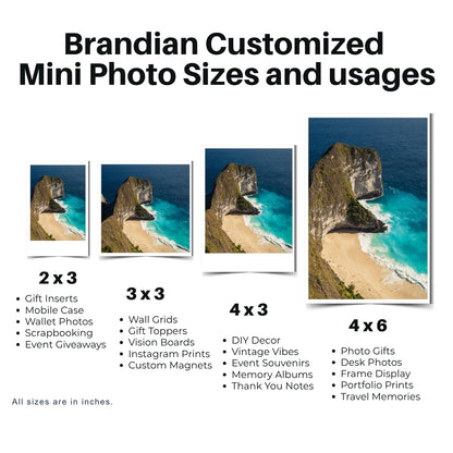 Brandian Custom Phone Case Photos, Mini Glossy Prints for Personalized Mobile Coverses, Unique Gift Idea, Size 3 X 2 Inches, White