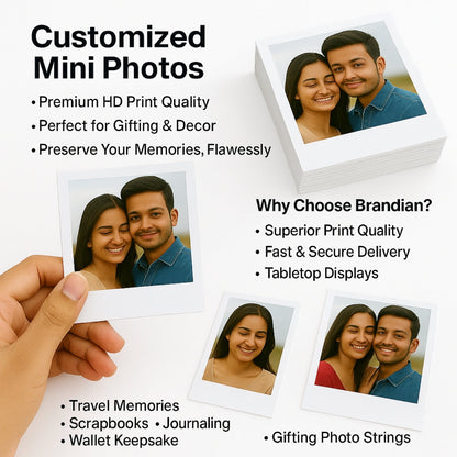 Brandian Custom Phone Case Photos, Mini Glossy Prints for Personalized Mobile Coverses, Unique Gift Idea, Size 3 X 2 Inches, White