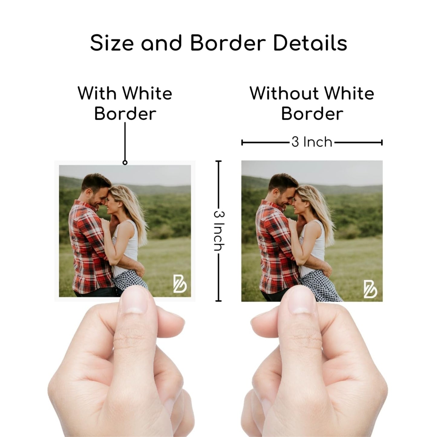Brandian Square Photo Prints Elevate Your Home Decor with Personalised Mini Photo Prints A Custom Touch to Your Living Space, Size 3 x 3 Inch, White