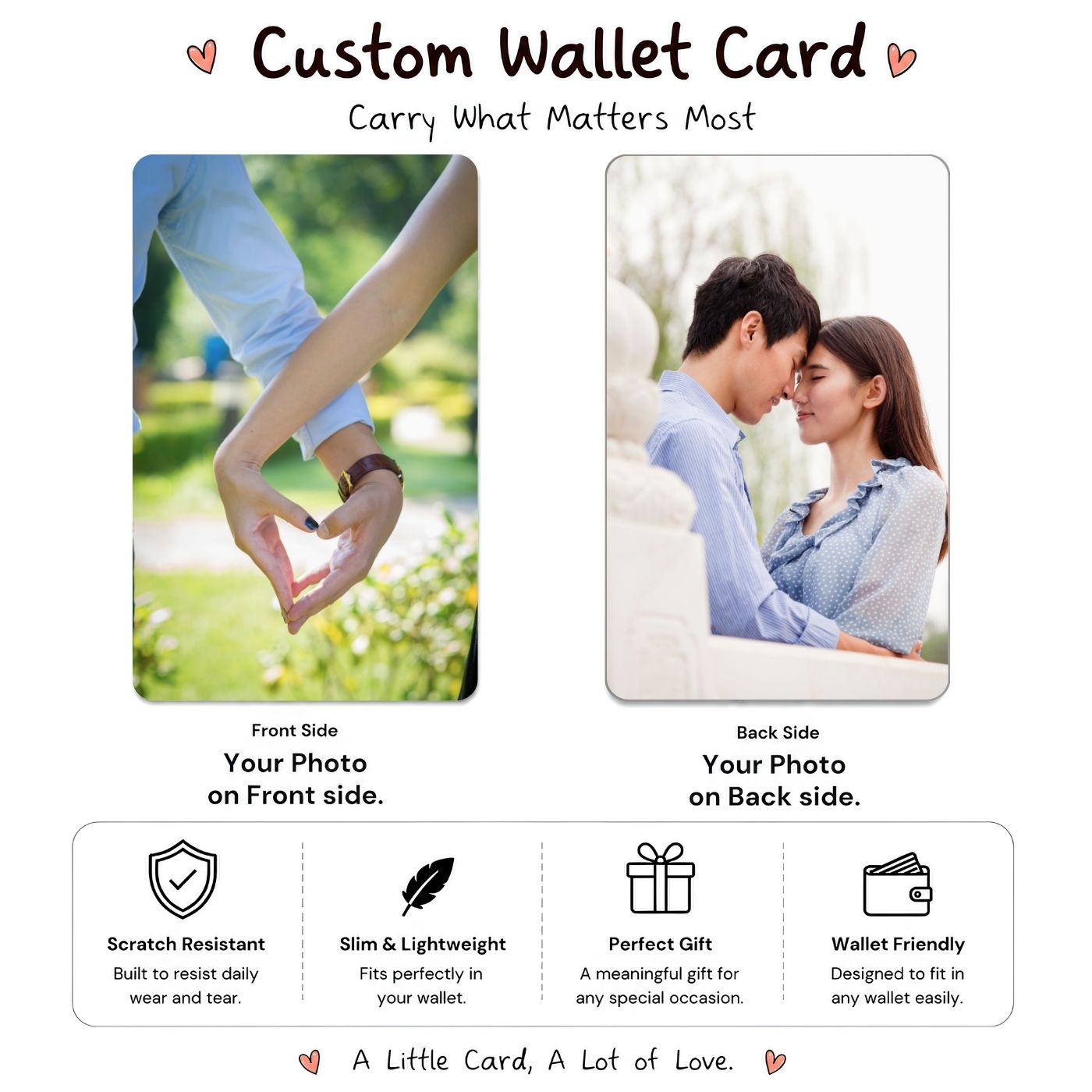 Brandian | Pack of 1 | Love Wallet Card with Custom Photo & Spotify Song | Size 8.6 x 5.4 cm | Wallet Card