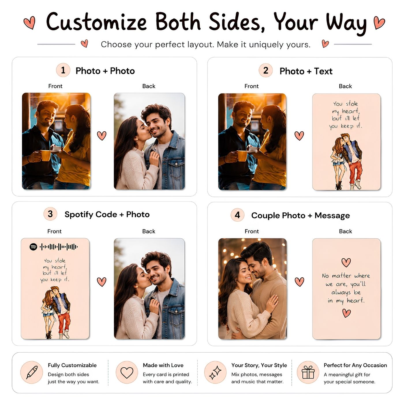 Brandian | Pack of 1 | Personalized Wallet Card with Photo & Spotify Song | Size 8.6 x 5.4 cm | Wallet Card